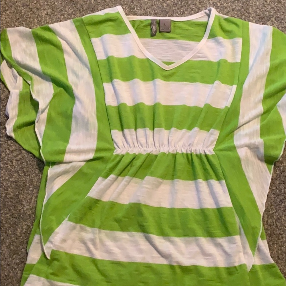 A green and white blouse